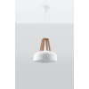 Stalowo-drewniana lampa wisząca Casco biała