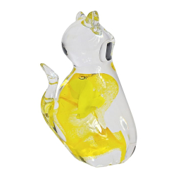 Szklana figurka w kształcie żółtego kota