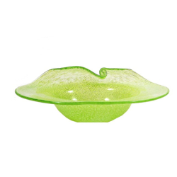 Zielona patera na owoce ze szkła artystycznego