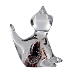 Szklana figurka kot wrzosowo-biały ozdoba szklana