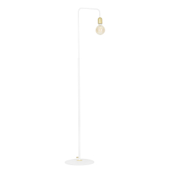 Lampa metalowa stojąca biała w kształcie żarówki