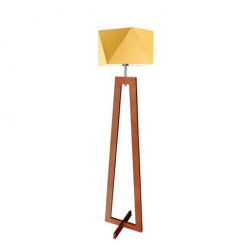 Drewniana lampa podłogowa do sypialni salonu - żółta
