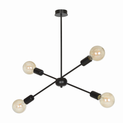 Designerska lampa wisząca czarna na 4 żarówki