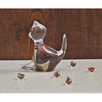 Kot wielobarwny - szklana figurka