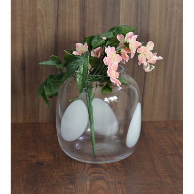 Elegancki szklany wazon z białą plamą