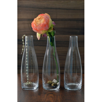 Szklany wazon z bezbarwnego szkła na jeden kwiat 25cm