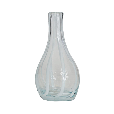 Szklany wazon na jeden kwiat - białe pasy