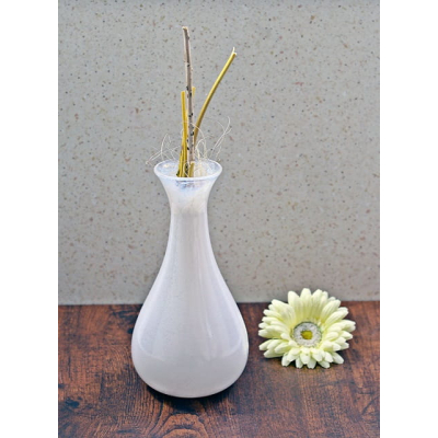 Szklany wazon na kwiaty Ecru / biały