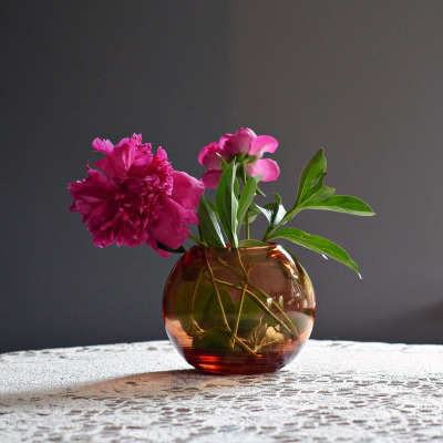 Ruda Pomarańczowa szklana kula na kwiaty Wazon